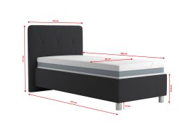 Jednolůžko Stella v rozměru 90x200 cm, v potahu Savoy 94 DK. GR., rozměry