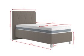 Jednolůžko Stella v rozměru 90x200 cm, v potahu Loft Coffee, rozměry