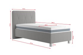 Jednolůžko Stella v rozměru 90x200 cm, v potahu Savoy 91 Silver, rozměry