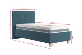 Jednolůžko Stella v rozměru 90x200 cm, v potahu Crown 13 Ocean Blue, rozměry