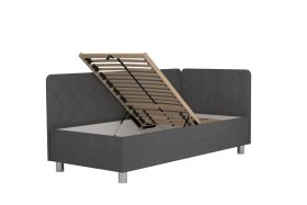 Jednolůžko Fiona v rozměru 90x200 cm, v potahu Malmö New 95, hlavové + boční čelo (pravý roh), polohování