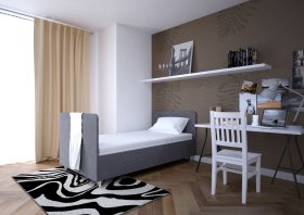 Jednolůžko Fiona v rozměru 110x200 cm, v potahu Malmö New 95, hlavové + nožní čelo, interiér