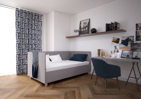 Jednolůžko Fiona v rozměru 110x200 cm, v potahu Malmö New 83, hlavové + boční + nožní čelo, interiér