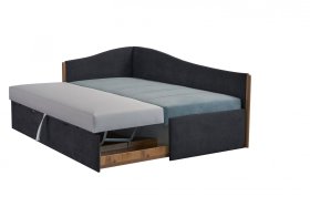 Pohovka Peggy levý roh, rozložená na dvoulůžko 