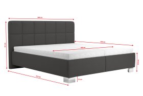 Dvoulůžko Kelly v rozměru 180x200 cm, v potahu Loft Grey, rozměry