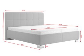 Dvoulůžko Kelly v rozměru 180x200 cm, v potahu Bravo 11 Silver, rozměry