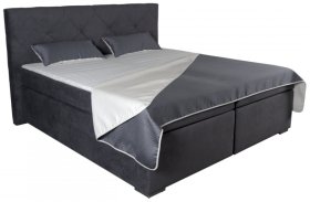 Boxspring Jasmin v rozměru 180x200 cm, v potahu Matrix 17, s topperem, s přehozem a polštářky v potahu Bartoli Duo 18