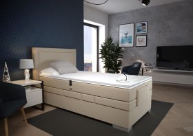 Boxspring Margo v rozměru 100x200 cm, v potahu Enjoy 2 Camel, interiér