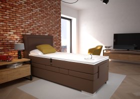 Boxspring Margo v rozměru 90x200 cm, v potahu Enjoy 4 Brown, interiér