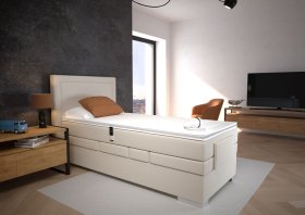 Boxspring Margo v rozměru 90x200 cm, v potahu Enjoy 1 Beige, interiér