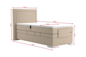 Boxspring Margo v rozměru 90x200 cm, v potahu Enjoy 2 Camel, rozměry