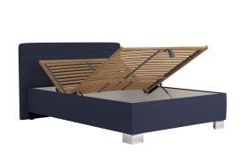 Jednolůžko Sendy v rozměru 120x200 cm, v potahu Milano 3920 Nav, ukázka polohování hlavy a úložného prostoru