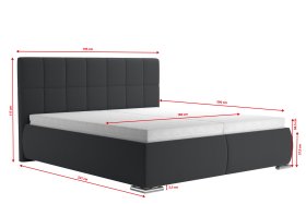 Dvoulůžko Sanza v rozměru 180x200 cm, v potahu Savoy 94 DK. GR., rozměry