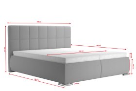 Dvoulůžko Sanza v rozměru 180x200 cm, v potahu Savoy 91 Silver, rozměry