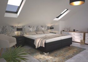 Dvoulůžko Nadia v rozměru 180x200 cm, v potahu Loft Black, interiér 