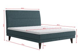 Dvoulůžko Lolla v rozměru 180x200 cm, v potahu Crown 13 Ocean Blue, rozměry