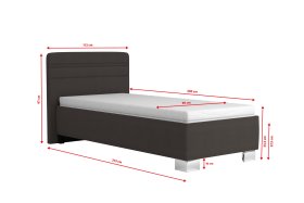 Jednolůžko Sendy v rozměru 90x200 cm, v potahu Salina 4004, rozměry