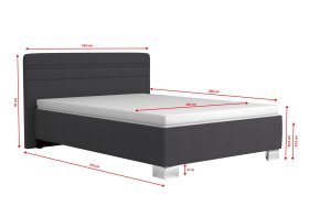 Jednolůžko Sendy v rozměru 140x200 cm, v potahu Milano 9000, rozměry