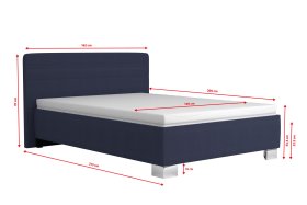 Jednolůžko Sendy v rozměru 140x200 cm, v potahu Milano 3920 Nav, rozměry