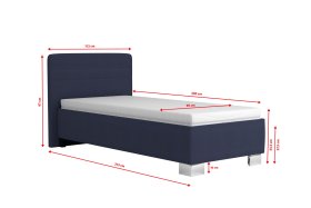 Jednolůžko Sendy v rozměru 90x200 cm, v potahu Milano 3920 Nav, rozměry