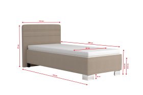 Jednolůžko Sendy v rozměru 90x200 cm, v potahu Milano 9110, rozměry