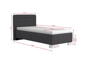 Jednolůžko Sendy v rozměru 90x200 cm, v potahu Milano 9000, rozměry