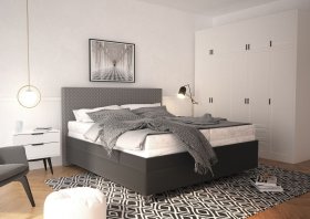 Dvoulůžko Sonia v rozměru 180x200 cm, v potahu Aston 17 a Nero Grey, interiér