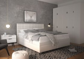 Dvoulůžko Sonia v rozměru 180x200 cm, v potahu Savoy 21 Cream a Valencia 376-18, interiér