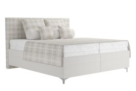 Dvoulůžko Sonia v rozměru 180x200 cm, v potahu Savoy 21 Cream a Valencia 376-18, s přehozem a polštářky