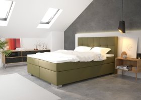 Boxspring Potenza v rozměru 160x200 cm, v potahu Prima 10 Olive, interiér 