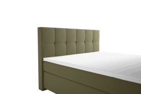 Boxspring Potenza v rozměru 160x200 cm, v potahu Prima 10 Olive, detail čela 