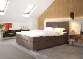 Boxspring Potenza v rozměru 180x200 cm, v potahu Prima 6 Taupe, interiér 