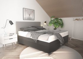 Dvoulůžko Sonia v rozměru 180x200 cm, v potahu Aston 17 a Nero Grey, interiér