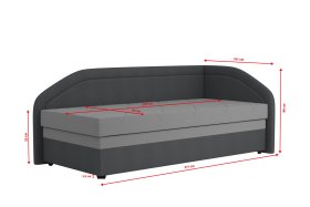 Válenda Rodrigo do pravého rohu v rozměru 90x200 cm, v potahu Enjoy 23 Ash / Loft Grey, rozměry