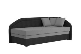 Válenda Rodrigo do pravého rohu v rozměru 90x200 cm, v potahu Enjoy 23 Ash / Loft Black, dekorační polštářky