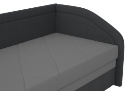 Válenda Rodrigo do pravého rohu v rozměru 90x200 cm, v potahu Enjoy 23 Ash / Loft Grey, detail čela