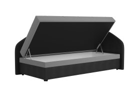 Válenda Rodrigo do pravého rohu v rozměru 90x200 cm, v potahu Enjoy 23 Ash / Loft Black, úložný prostor 