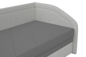 Válenda Rodrigo do pravého rohu v rozměru 90x200 cm, v potahu Enjoy 23 Ash / Loft 1, detail čela