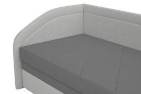 Válenda Rodrigo do levého rohu v rozměru 90x200 cm, v potahu Enjoy 23 Ash / Loft 1, detail čela
