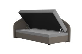 Válenda Rodrigo do levého rohu v rozměru 90x200 cm, v potahu Enjoy 23 Ash / Loft Coffee, úložný prostor