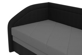 Válenda Rodrigo do levého rohu v rozměru 90x200 cm, v potahu Enjoy 23 Ash / Loft Black, detail čela