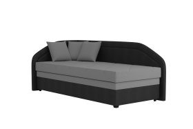 Válenda Rodrigo do levého rohu v rozměru 90x200 cm, v potahu Enjoy 23 Ash / Loft Black, dekorační polštářky