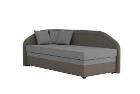 Válenda Rodrigo do levého rohu v rozměru 90x200 cm, v potahu Enjoy 23 Ash / Loft Coffee, dekorační polštářky