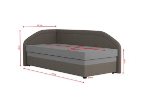 Válenda Rodrigo do levého rohu v rozměru 90x200 cm, v potahu Enjoy 23 Ash / Loft Coffee, rozměry