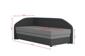 Válenda Rodrigo do levého rohu v rozměru 90x200 cm, v potahu Enjoy 23 Ash / Loft Grey, rozměry