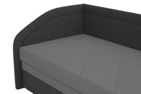 Válenda Rodrigo do levého rohu v rozměru 90x200 cm, v potahu Enjoy 23 Ash / Loft Grey, detail čela