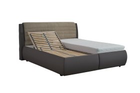 Dvoulůžko Durango v rozměru 180x200 cm, v potahu Loft Coffee a Enjoy 2 Camel, ukázka polohování roštu 