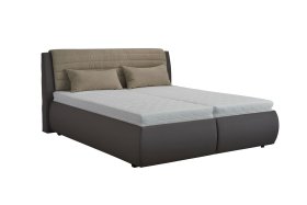 Dvoulůžko Durango v rozměru 180x200 cm, v potahu Loft Coffee a Enjoy 2 Camel, s polštářky v potahu Enjoy 2 Camel 