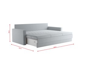 Pohovka Timea, v potahu Matrix 21, rozložená, rozměry při rozložení