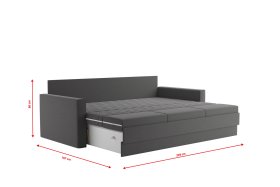 Pohovka Timea, v potahu Matrix 17, rozložená, rozměry při rozložení